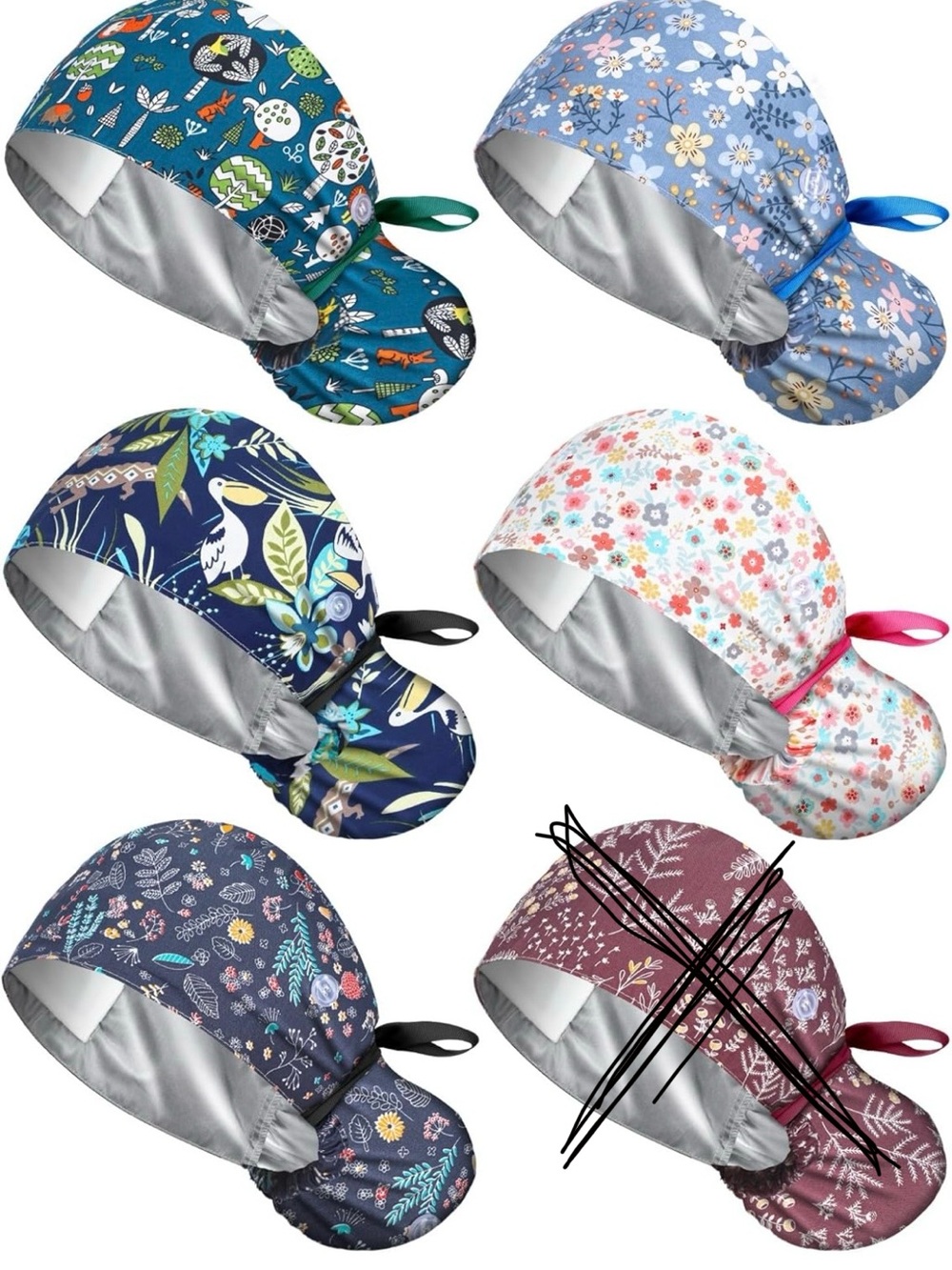 5 Scrub Caps - Assorted Styles